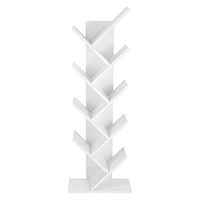 VASAGLE Étagère à 8 Niveaux pour Livres en Forme Arbre Bibliothèque en Bois pour Salon, Bureau, Blanc LBC11WTV1