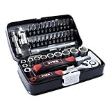 Die Steckschlüssel-Einsätze und Bedienelemente des STIER Steckschlüssel- und Bit-Satzes sind aus hochwertigem und langlebigem Chrom-Vanadium-Stahl gefertigt