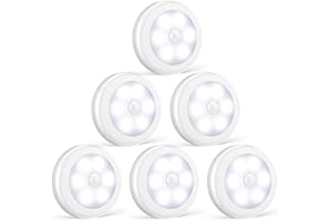 Foonii Lot de 4 Lampe adhésive LED, Eclairage LED Détecteur de Mouvement avec Base Magnétique (Alimenté par batterie) (AUTO lot de 6)