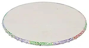 STLYZ Indian White Marble Hand Painted Roti Maker/White Marble Chakla 10 Inch Diameter(Multicolor)