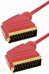 Preisvergleich Produktbild Scartkabel Scartstecker auf Scartstecker, 1,0 m, transparent-rot