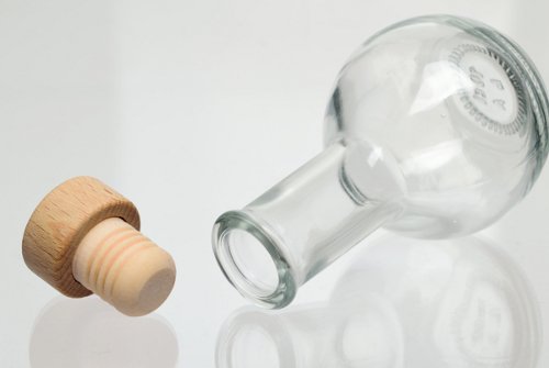 gouveo 12er Set leere 100 ml Tulip Flaschen incl. Holzgriffkorken und 28-seitige Flaschendiscount-Rezeptbroschüre Milchflaschen Saftflaschen Essigflaschen Ölflaschen - 3