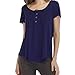 Price comparison product image T-Shirts for Women~HotsellWomen Casual Blouse V Neck Button up Tunic Tops Shirts Tops Women Plus Size Sweatshirt Oversize Tunic Top Navy