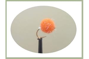 TROUTFLIES UK EGG AND BLOB FLIES Orange Egg Trout Flies, 6 Pack Orange sparkle egg, size 10, River or still water