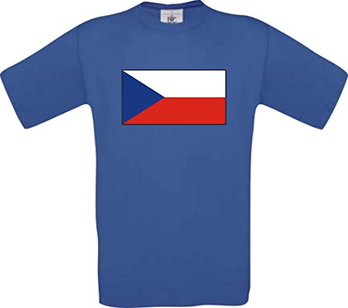 Kids T-Shirt Tschechien Czech Republic Ländershirt mit Wunschnamen und Nummer diverse Farben, Farbe royal, Größe 140