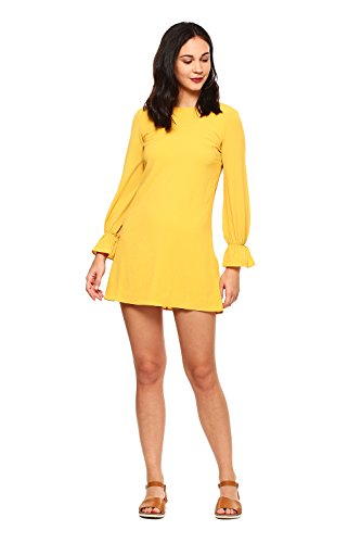 ABOF Women's Shift Midi Dress (BOS18AWWWDR2013512S_Yellow)