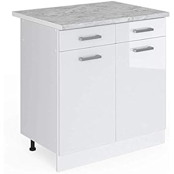 Homy Kücheninsel Holz altes Pinienholz Steinplatte schwarz Schubladen