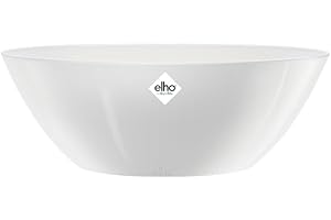 elho Brussels Diamond Oval 36 – doniczka do wnętrz – Ø 35,5 x wys. 13,0 cm – biała/biała