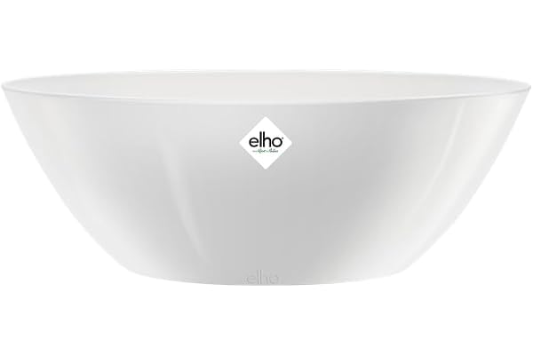 Elho Brussels Diamond Ovale 36 - Pot De Fleurs pour Intérieur - Ø 35.5 x H 13.0 cm - Blanc/Blanc