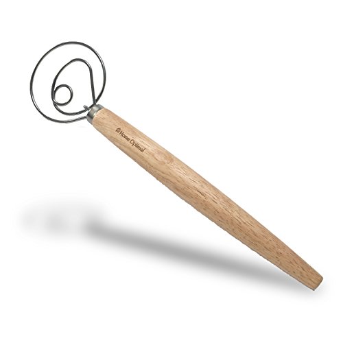 Home optimale Schneebesen dänischen ideal für Pasta Dicke (Brot, Pizza, Cookie, Gebäck) – Profiqualität aus Edelstahl und Holz - 4