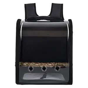 Meri SHOPP Birds Carrier Cage Shoulder Bag Pet Parrot Travel Breathable Backpack Black