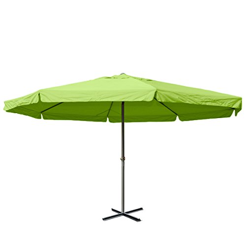 Alu-Sonnenschirm Meran, Gastronomie Marktschirm mit Volant Ø 5m ~ grün ohne Ständer