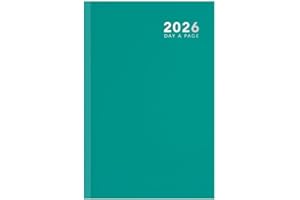 Sixstore 2026 A5 Day to Page Diary Colour Fashion A5 DAP, Day A Page Desk Diary Ribbon Marker, Turquoise
