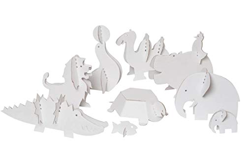 16-er Set Elefantenherde aus Pappe zum Basteln und Malen von bibabox