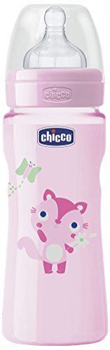 Chicco Silicone Baby Bottle, Fast Flow, 330 mL pink