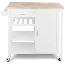 COSTWAY Küchenwagen rollbar, Kücheninsel mit Handtuchhalter