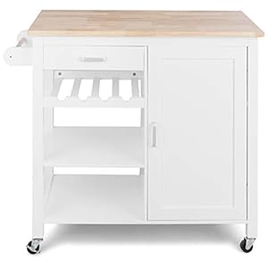 COSTWAY Küchenwagen rollbar, Kücheninsel mit Handtuchhalter
