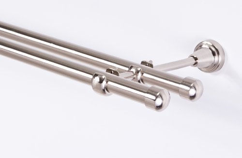 Gardinenstange19mm 2-läufig Edelstahloptik Metall, 160