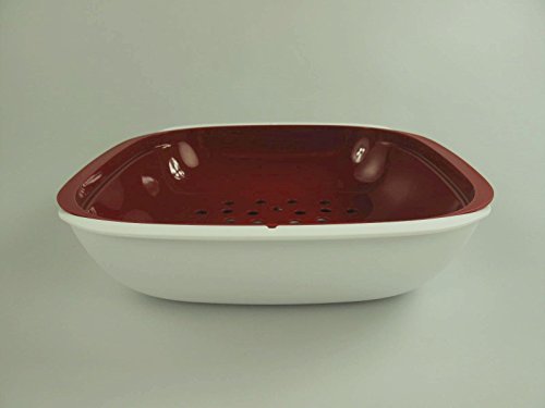 TUPPERWARE Allegra Servierschale 1,33 L rot weiß mit Sieb Auffangschale - 4
