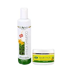 Sunny Arnica Shampoo(150ml) & Hair Pack(100gm) | For Soft, Shiny & Healthy Hair |Restores moisture, promotes hair growth & stops hair fall |Strengthens Hair roots| Revitalizes hair & clears excess oil