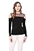 LE BOURGEOIS Black color net yoke round neck cotton t-shirt for women RS.599.00