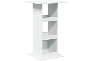 vidaXL White Engineered Wood Bar Table with Storage – Modern Bistro Pub Table, Compact and Versatile, 3 Shelves 60x60x102 cm