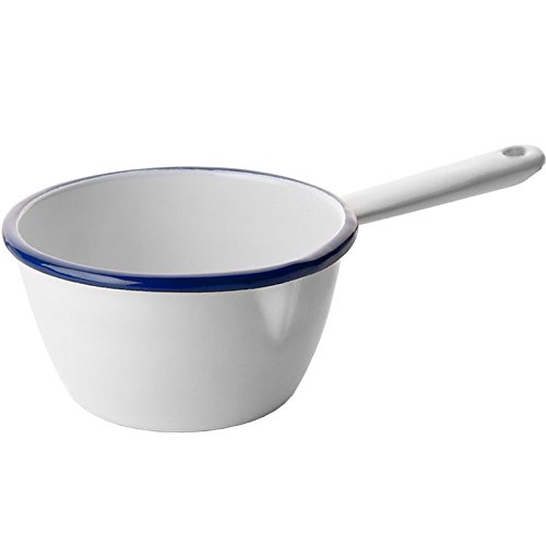 IBILI 904410 Casserole Conique avec Bec Verseur, Acier, Blanc/Bleu, 10 cm
