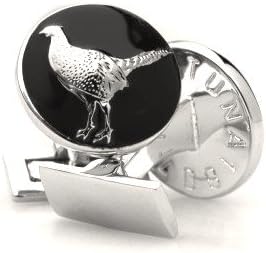 SkultunaCufflinks Hunter Series The Pheasant–Series Hunter Faisan Silver Black | Original Cufflinks For Shirts | For Men and Boys | Gifts For Weddings, Communions, Baptisms and Other Events
