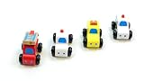 4er Set Mini Autos / Fahrzeug-Set bestehend aus: Feuerwehr, Krankenwagen, Taxi und Polizei / Material: Holz / Länge: ca. 8 cm - 3