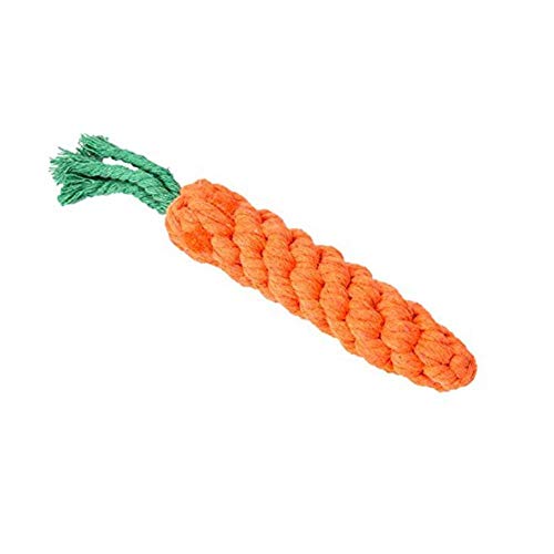 Foodie Puppies Durable Dog Chew Plush Rope Puppy Dental Teething Cleaning Chewing Molar Cotton Knot Clean Teeth Healthy Chew Fun Toy for Puppies (Color May Vary) (Carrot)