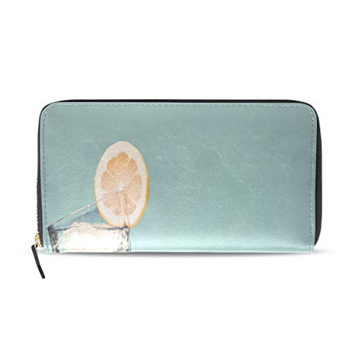 Preisvergleich Produktbild Kaltes getränk eis scheibe lemon lange pass kupplung geldbörsen reißverschluss brieftasche fall handtasche geld veranstalter tasche kreditkarteninhaber für dame frauen mädchen männer reisen geschenk