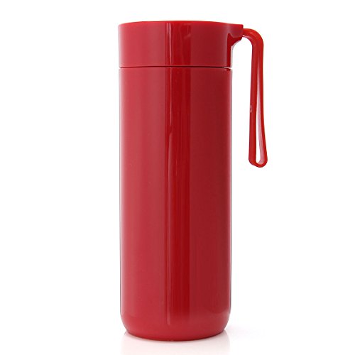 TAPCET 400ml Rotes Reisebecher Vakuum Thermosflasche Edelstahl Isolierflasche Trinkflasche Becher Unten mit Saugnäpfen Für Büro Schule Fitness Outdoor Sport - 8