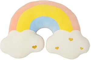 XIAOHONG Moon Rainbow Cloud - Cojín de felpa suave con forma de nube, diseño de arco iris y luna, decoración para habitación de los niños, sofá, almohada para dormir, nube, cojín de felpa para sofá, cojín