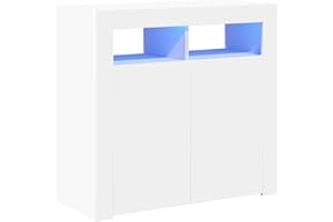 ‎VIDAXL vidaXL Sideboard mit LED-Leuchten Kommode Anrichte Schrank Beistellschrank Mehrzweckschrank Standschrank Flurschrank Weiß 80x35x75cm