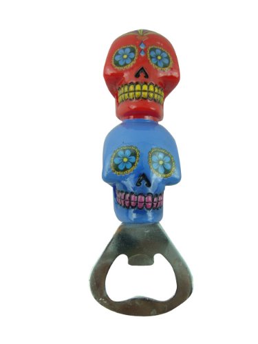 Preisvergleich Produktbild Candy Skull Flaschenöffner, Rot / Blau