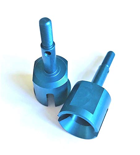 PrecisionGeek - Replacement Parts Gold Anodised Aluminum Alloy Steering Knuckle Joint Cup, Wheel Axle, Compatible with Tamiya TT01 TT01E TT02 TT02B 1/10 RC Touring Car - Set of 2 (Blue)