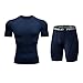 Produktbild Kurze Hose Sportshorts Herren Laufshorts Xjp MäNner Slim Fit Fitness Sweat Atmungsaktiv Badeshorts Elastisch Kurzarm Einfarbig T-Shirt Shorts Sport Tight Anzug(XXXL, Marine)