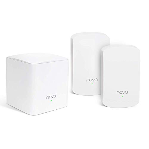 Tenda Nova MW5-3 Système Wi-FI Mesh pour Toute la Maison (Routeur WiFi Remplacement) Couverture Wi-FI de 300 m², 2 Ports Gigabit, Contrôle Parental, Compatible avec Alexa, Pré-configuré (Pack de 3)