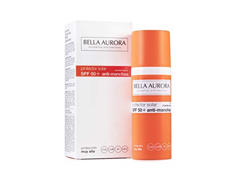 Bella Aurora Fluido Solar Facial Anti-Manchas 50 Hidratante para Piel Normal o Seca Protector Solar SPF 50+, 50 ml