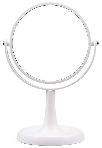 Kosmetex Großer Stand-Spiegel mit 5-fach Vergrößerung, 2 Spiegelflächen, 28cm Ø 15cm, Kosmetik-Spiegel drehbar