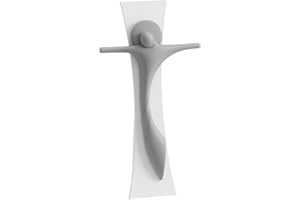 MAZZOLA LUCE Piccolo crocifisso da parete o tavolo stile moderno 16x10 cm bianco grigio Made in Italy Elevata qualità