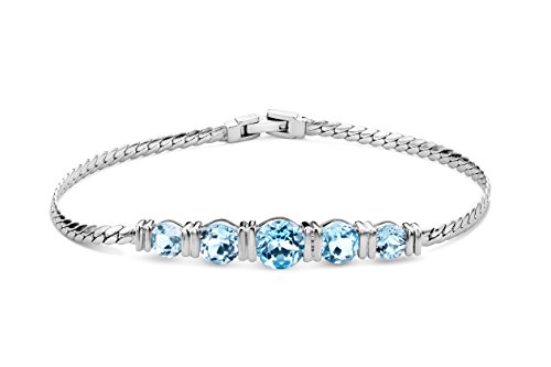 ByJoy Pulsera de Plata de Ley con Topacio Azul para Mujer 4.3 CT