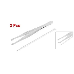 Move&Moving(TM) 2 Pcs Silver Tone Stainless Steel Blackhead Remover Eyebrow Tweezer Tool Set by Move&Moving(TM) - Image 2
