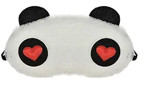 PRASJAL Cute Panda Heart Eye Sleeping Eye Mask Slip Night Sleep Eye White and Black Super Soft & Smooth Travel Masks for Men Women Girls Boys Kids (Panda)