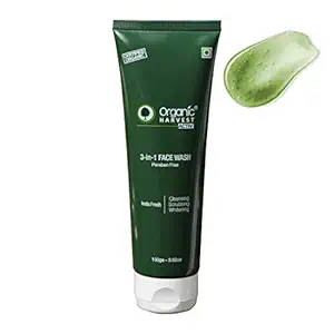 Organic Harvest 3 In 1 Premium Face Wash For Oily Skin | Cleanser For Women Daily Use With Benefits Of Cleansing + Scrubbing + Whitening | Paraben & Sulphate Free - 100gm