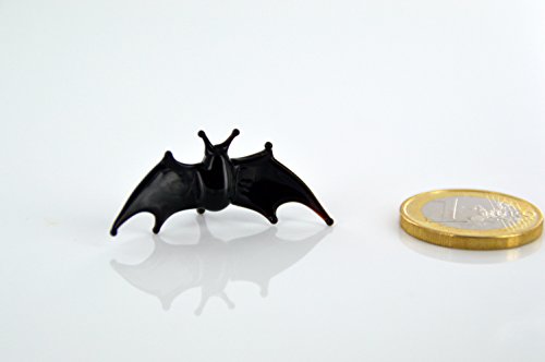 Fledermaus mini Schwarz Glas - Miniatur Figur Schwarze Fledermaus- Glasfigur Deko