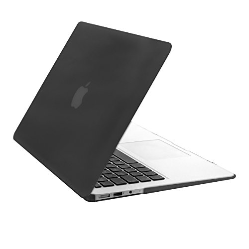 kwmobile 3in1 Set: Crystal Hülle für Apple MacBook Air 13″ (Modelle ab Mitte 2011) Hard Case – transparente 2-teilige Schutzhülle Cover Tasche in Schwarz + 12er Staubschutz-Set + Keyboard Skin Tastaturschutz - 2