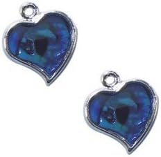 Novelty Charms - Blue Abalone Heart, approx 13mm, pk of 2