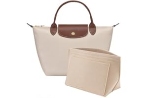 Wisebom Organizer Longchamp Organizer do torby filcowej, organizer filcowy z wieloma kieszeniami do toreb Longchamp, składany organizer na klucze szminka (beżowy, S)