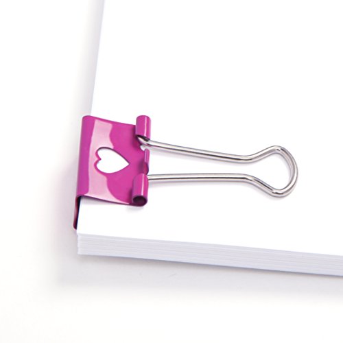 Rapesco - Caja de 20 pinzas clips de 19mm hasta 75 hojas con corazones rosas Rapesco - Caja de 20 pinzas clips de 19mm hasta 75 hojas con corazones rosas